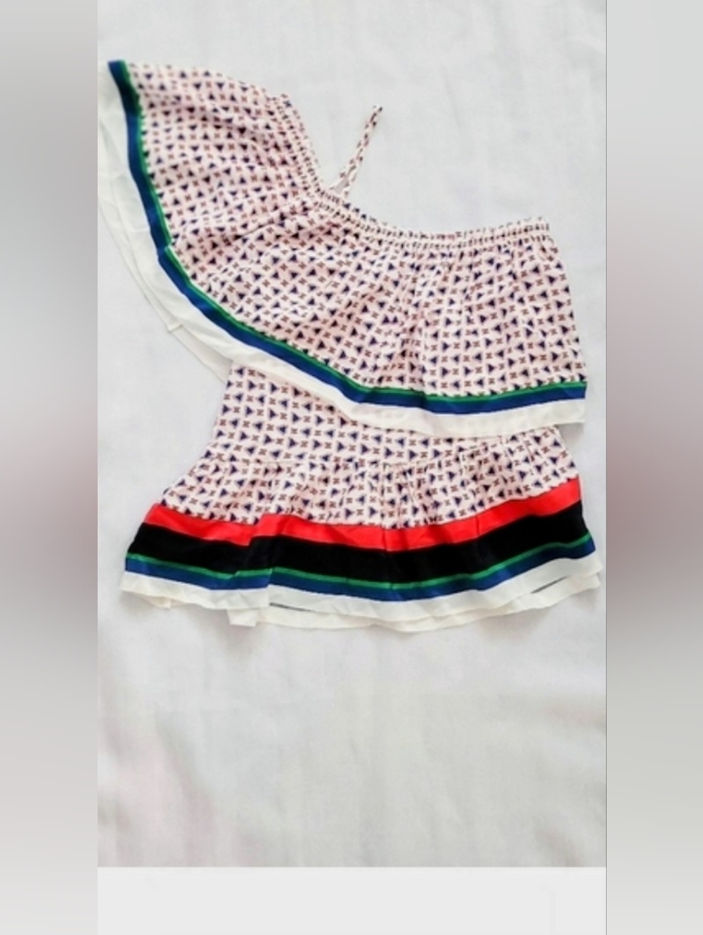 NWOT!Joie Summer Resort Geometric Print Women's Ruffled Top Striped Blouse Small - Picture 12 of 14